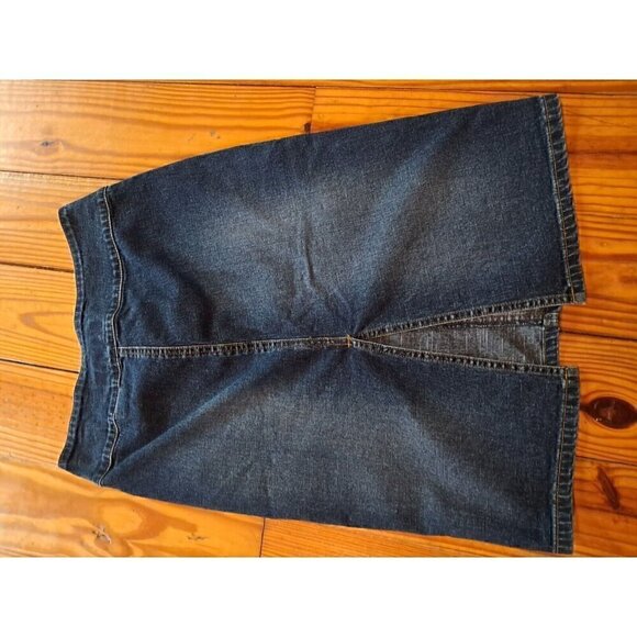 VINTAGE Paris Blues Midi Denim Jean Skirt Front Slit Dark Wash Size 1 - Picture 4 of 8